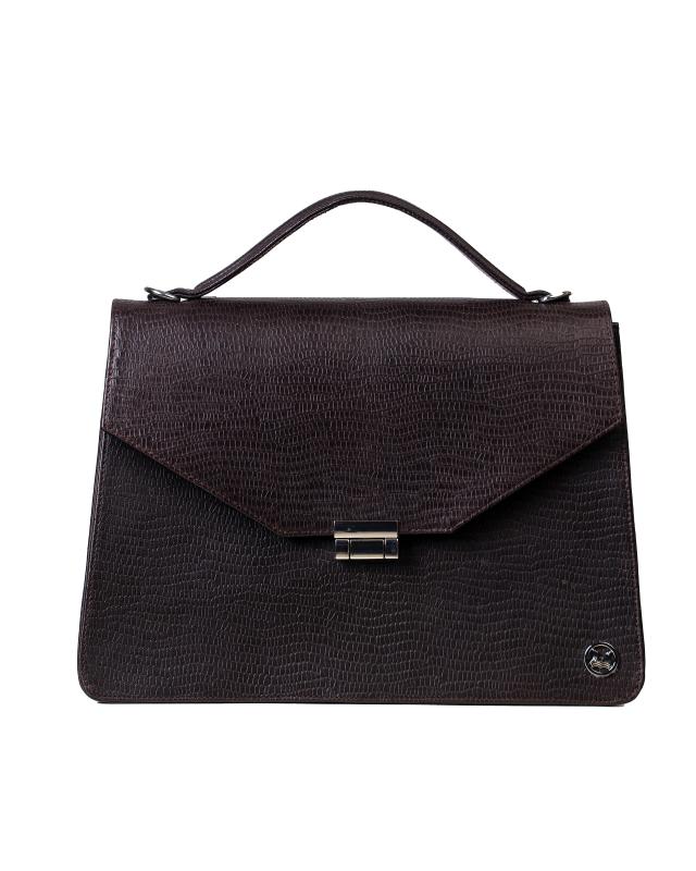 Her Work Case:  Dark Brown Monitor Lizard Print