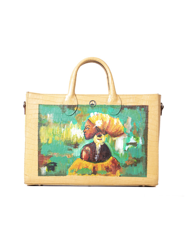 Midi Man Tote: Limited Edition Buttermilk Crocodile Print Meets Art #2