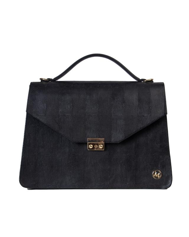 Her Work Case: Black Monitor Lizard Print