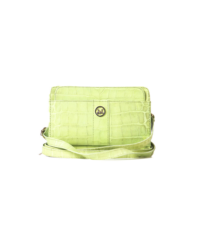 Messenger Bag 2.0:  Lime Green Crocodile Print