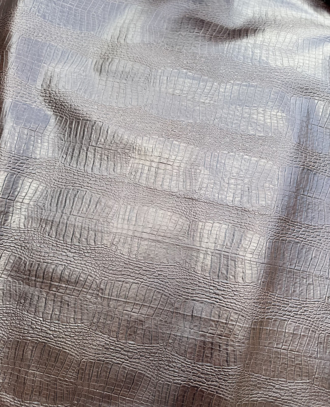 Dark Brown Crocodile Belly Print Embossed on Cow Hides: DA006C