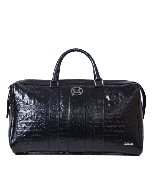 Duffle Bag(UK): Limited Edition Black Textured Crocodile Print