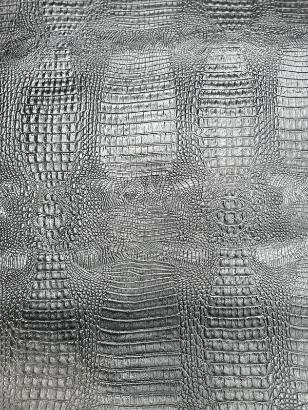 Black Crocodile Back Print Embossed on Cow Skin : BC004C