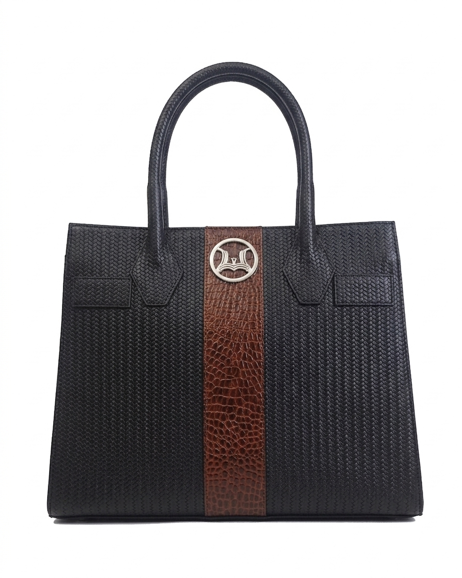 Montreal Maxi: Black and Copper Crocodile Print