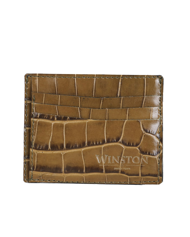 Cardholder 2.0: Olive Green Crocodile Print