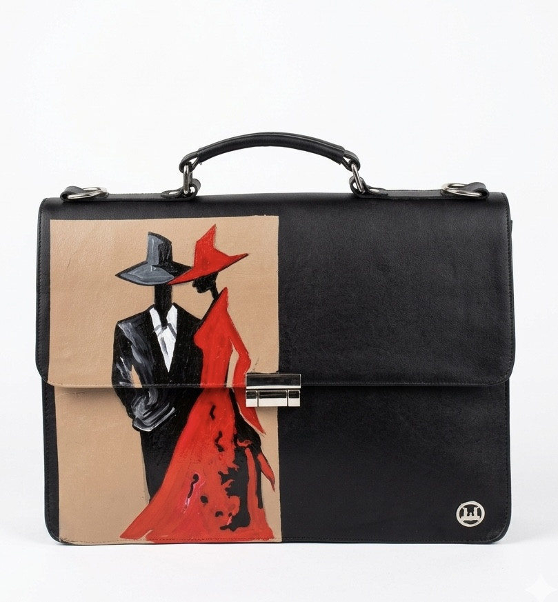 Satchel Work Case: Black Meets Art