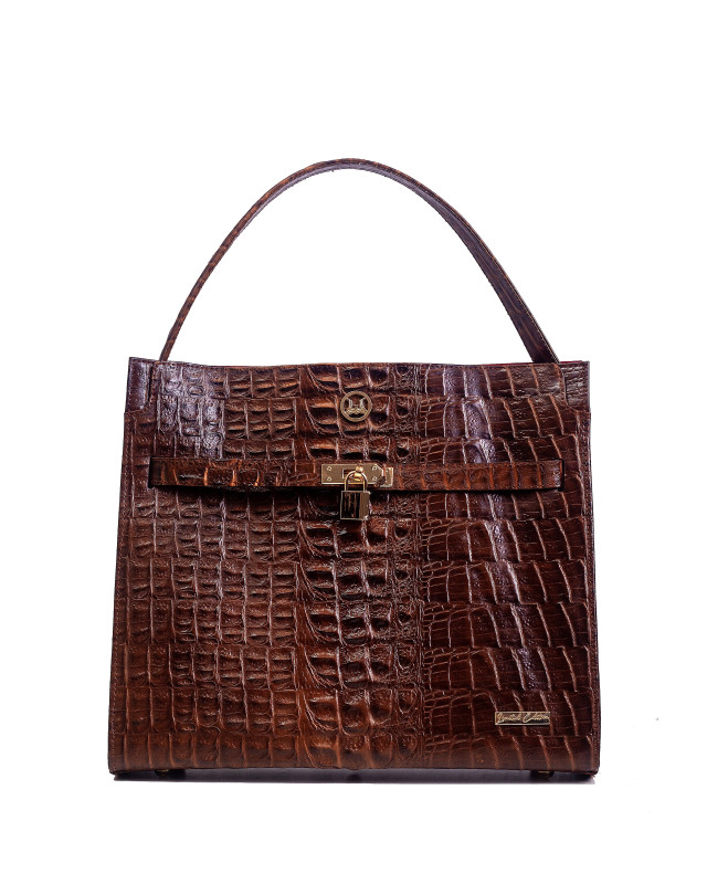 Venice Maxi: Limited Edition Pecan Brown Textured Crocodile Print