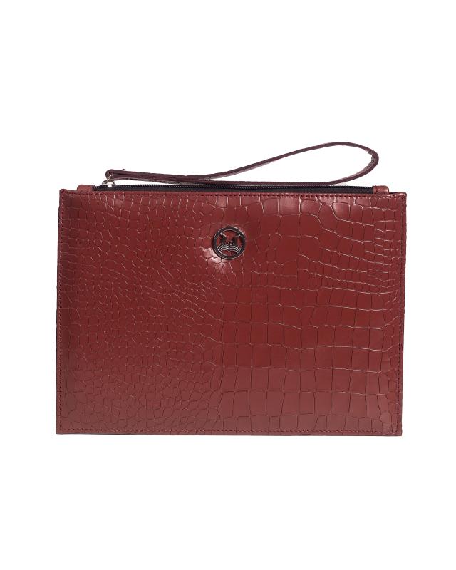 Man Purse Mini: Red Crocodile Print