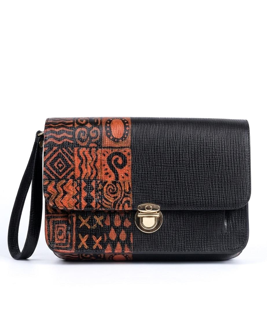 Man Bag: Black Abstract Print with Art