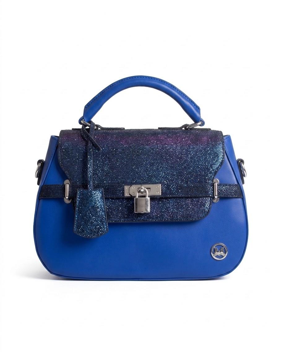 Brazzaville MIDI: Plain Azure Blue and Blue Metallic Reptilian Print