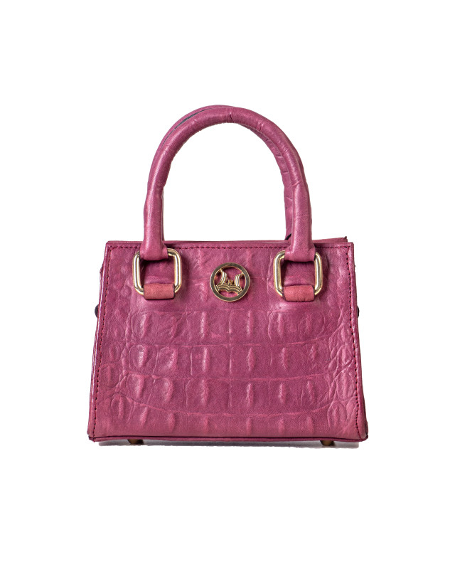 Lagos Micro: Rouge Pink Textured Crocodile Print
