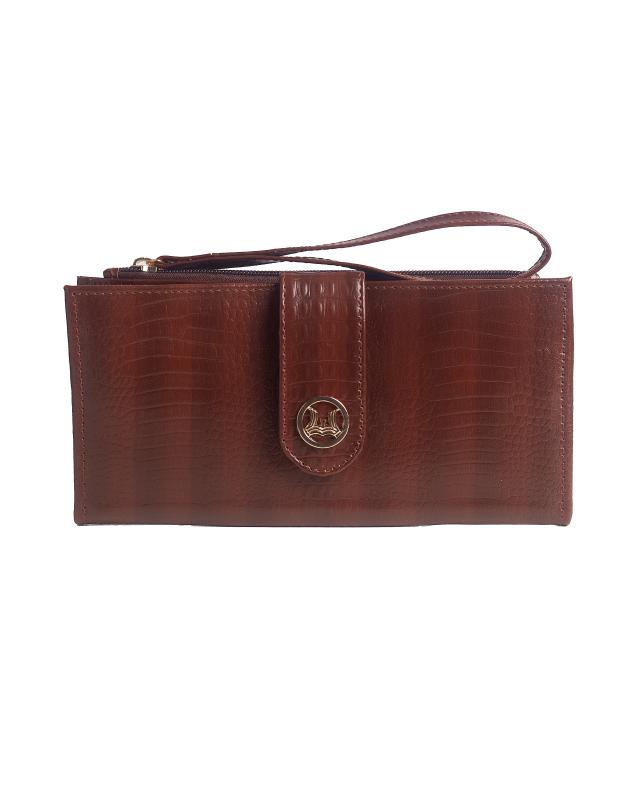 Unisex Wallet: Shades of Brown Crocodile Print