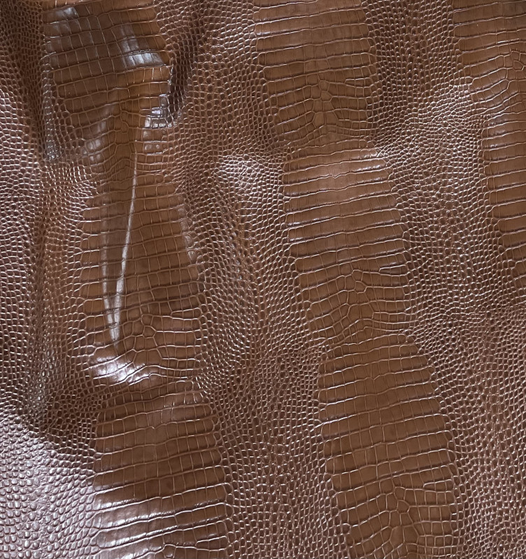 Dark Brown Crocodile Belly Print Embossed on Cow Hides: DA009C