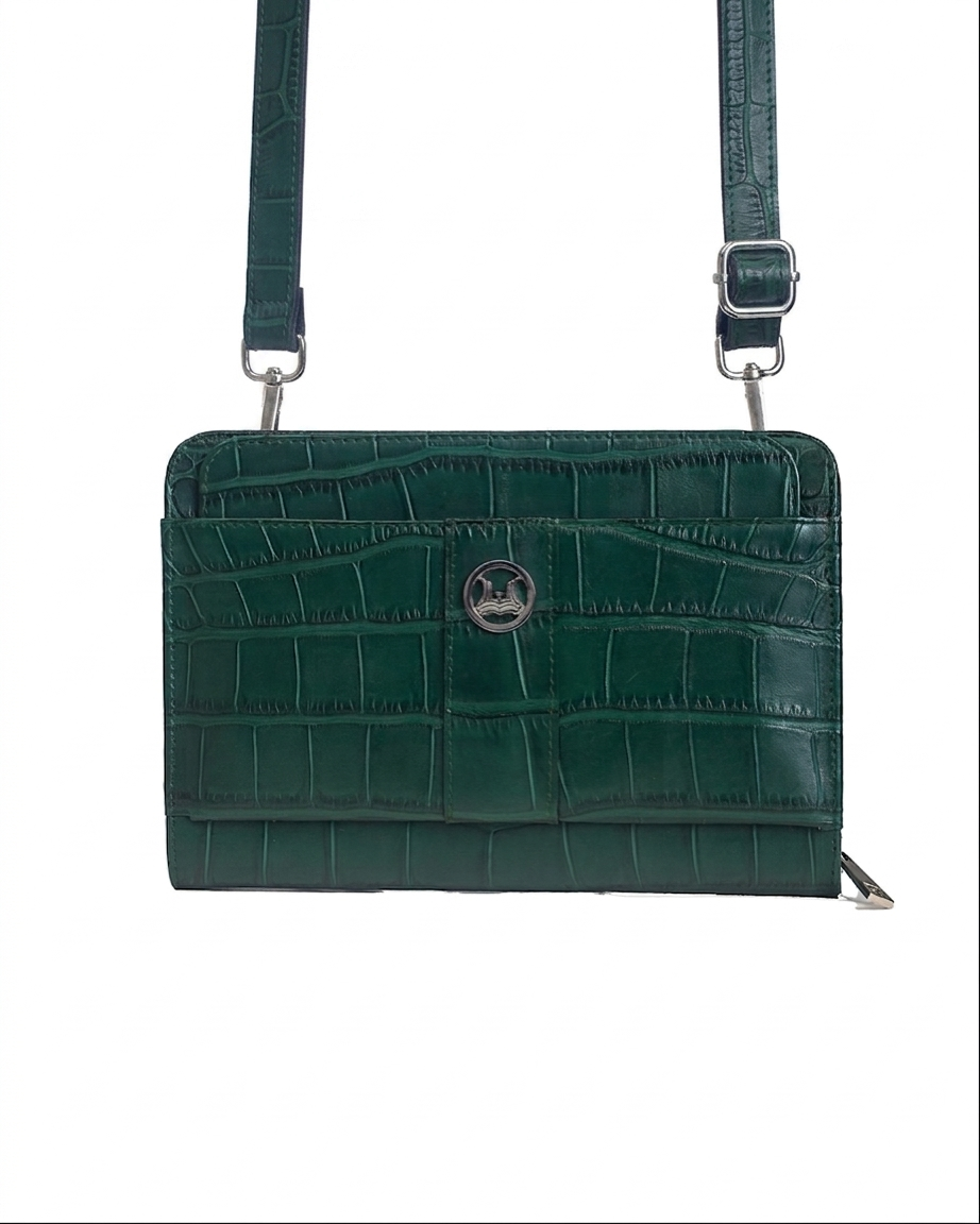 Messenger Bag 2.0: Green Crocodile Print
