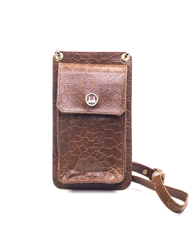 Cross Body Pouch: Cinnamon Brown Marble Print