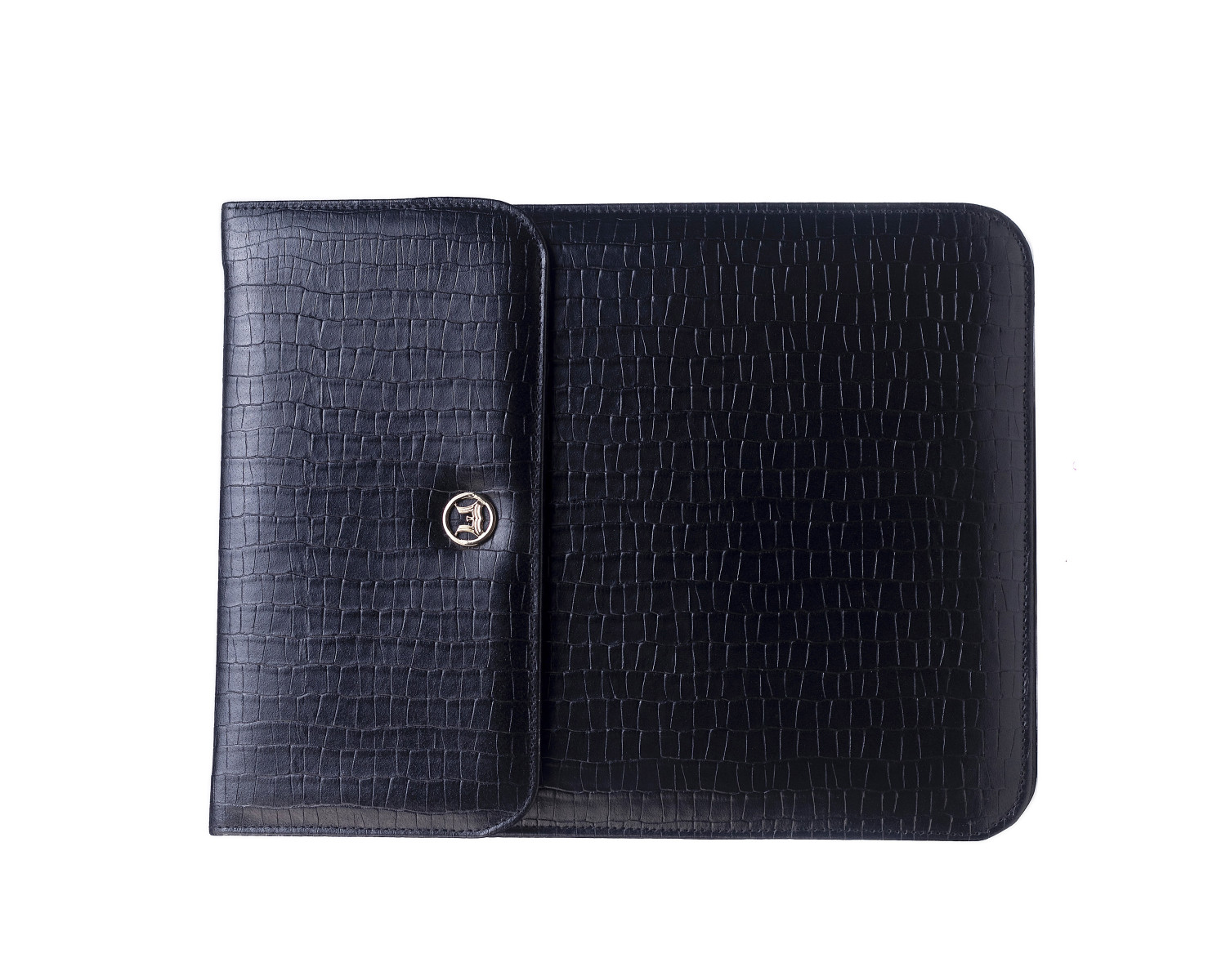 Laptop Sleeve Grande: Black Crocodile Print