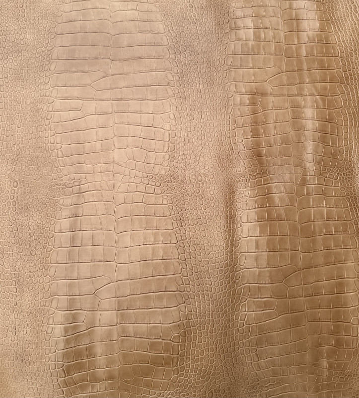 Light Brown Croc Belly Print Embossed on Cow Hides: EB002C