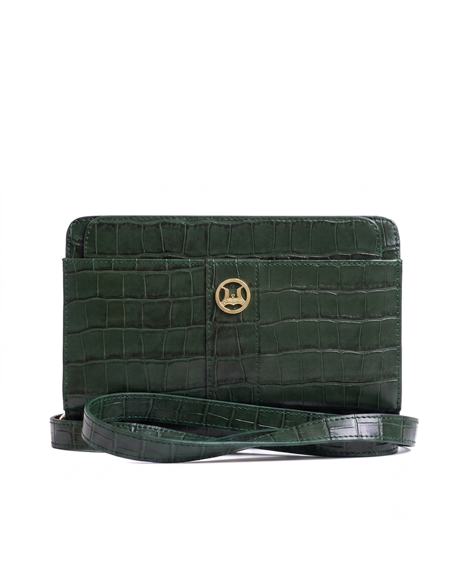 Messenger Bag 2.0:  Green Crocodile Print