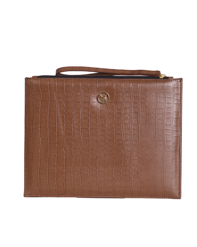 Man Purse MIDI: Brown Crocodile Print