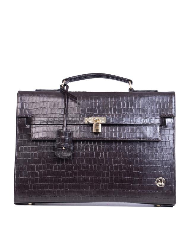 JFK Work Case(US): Dark Brown Crocodile Print