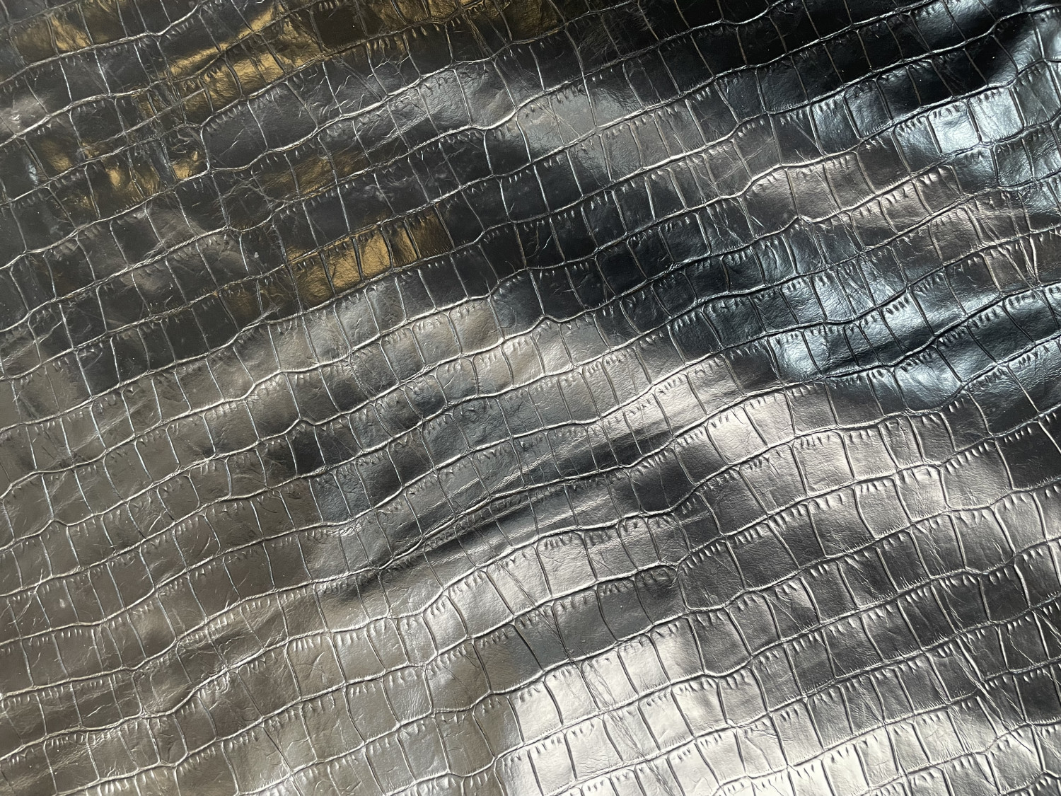 Black Alligator Belly Print Embossed on Cow Hides: BA010C