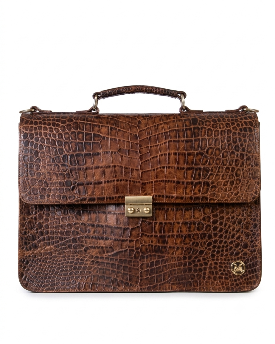 Satchel Work Case: Limited Edition Brown Crocodile Print