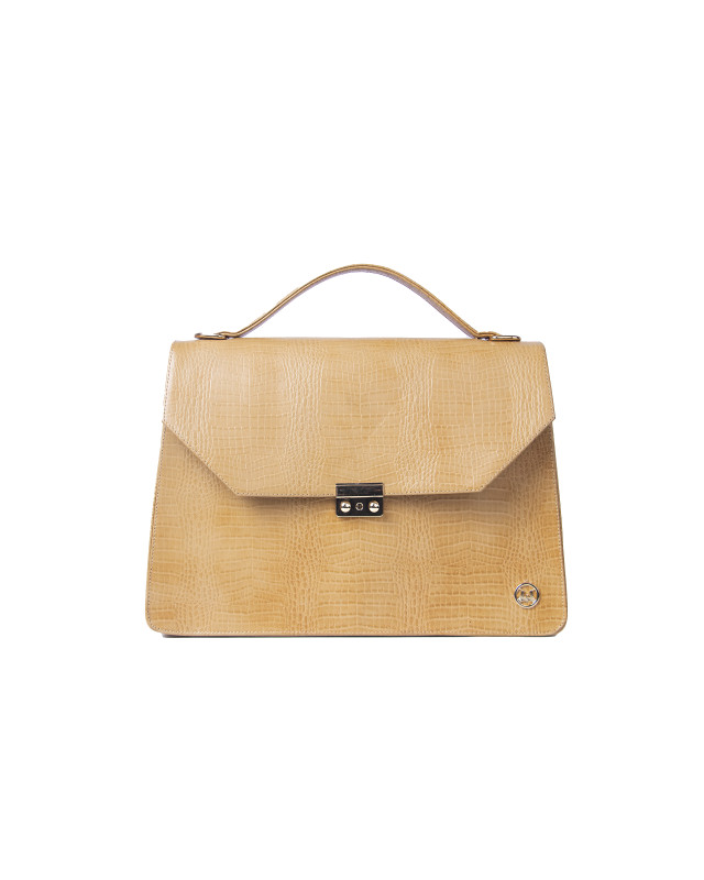 Female Work Case:  Oat Brown Crocodile Print