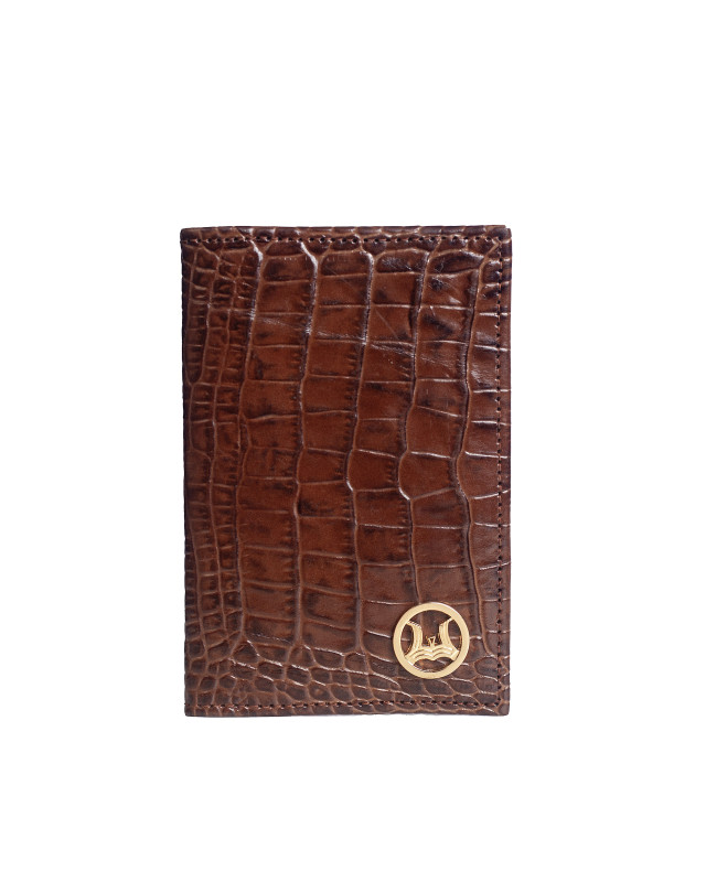 Passport Sleeve: Brown Crocodile Print