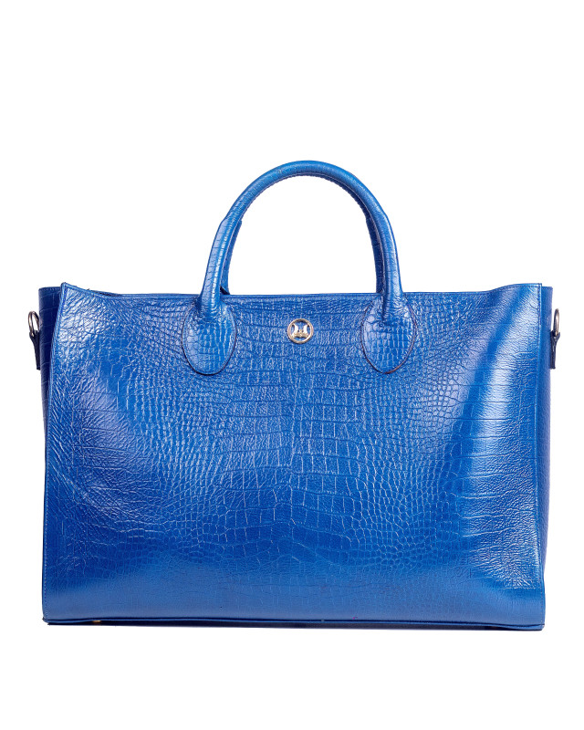 Midi Man Tote: Blue Crocodile Print