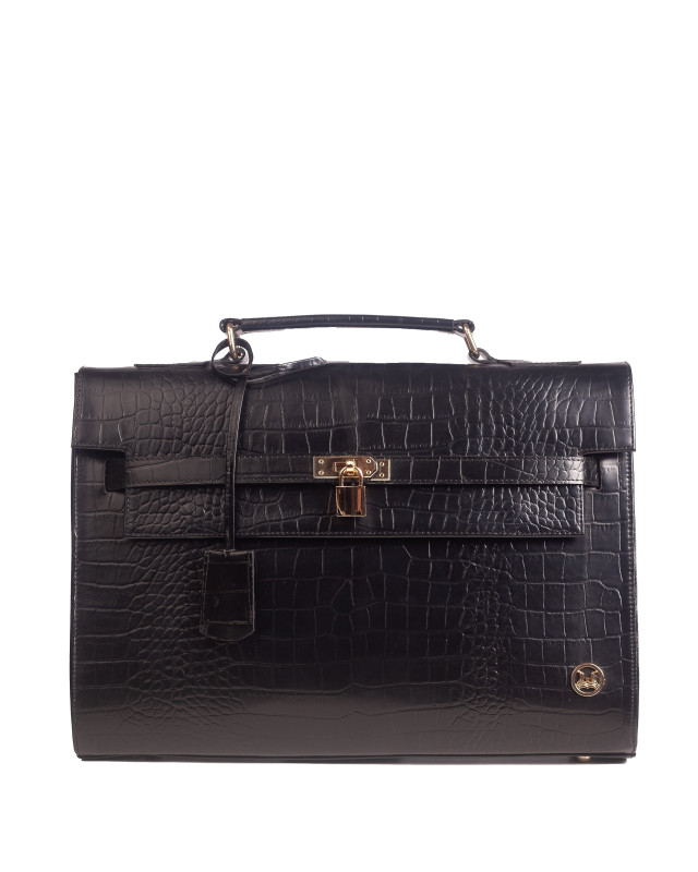 JFK Work Case: Black Crocodile Print