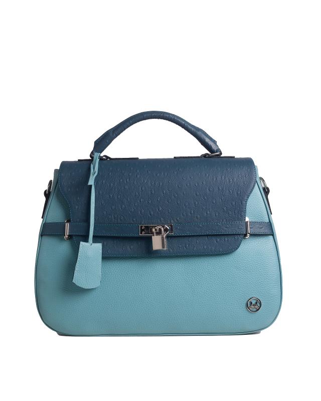 Brazzaville: Sky Blue and Peacock Blue Ostrich Print Combination