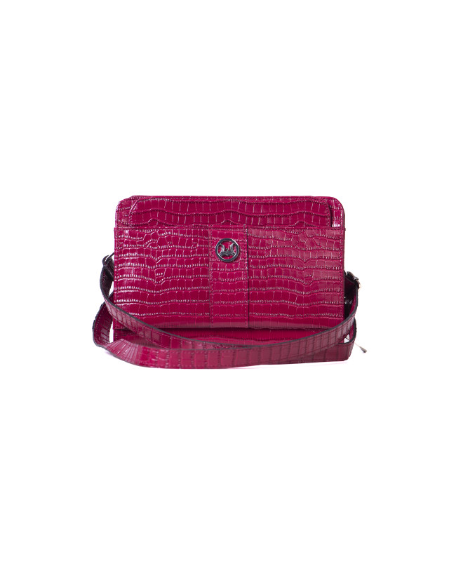 Messenger Bag 2.0:  Magenta Crocodile Print