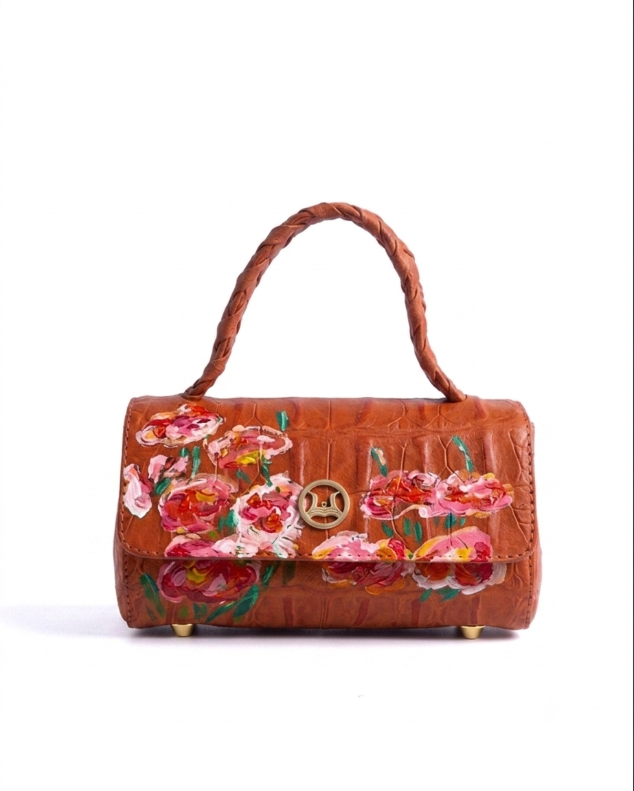Milan Micro: Orange Crocodile Print with Art