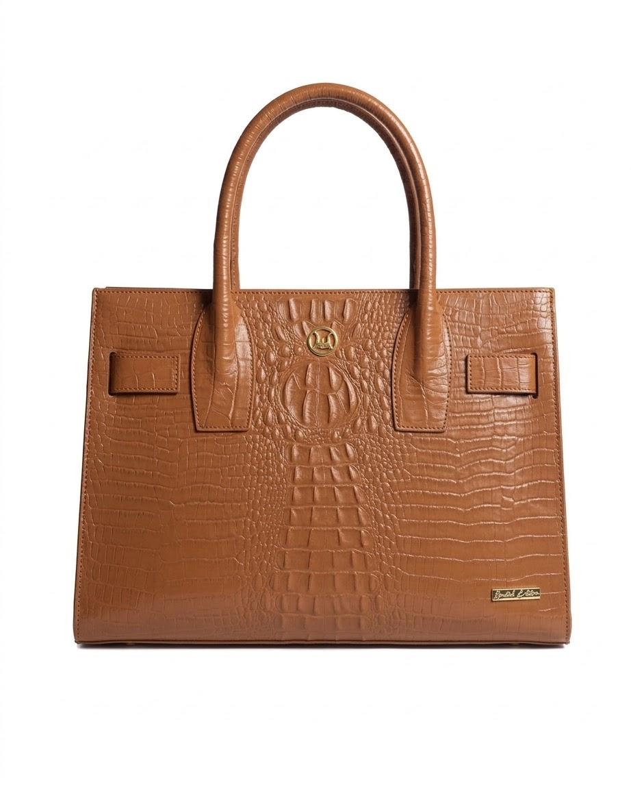 Zurich MIDI: Limited Edition Toffee Brown Textured Crocodile Print