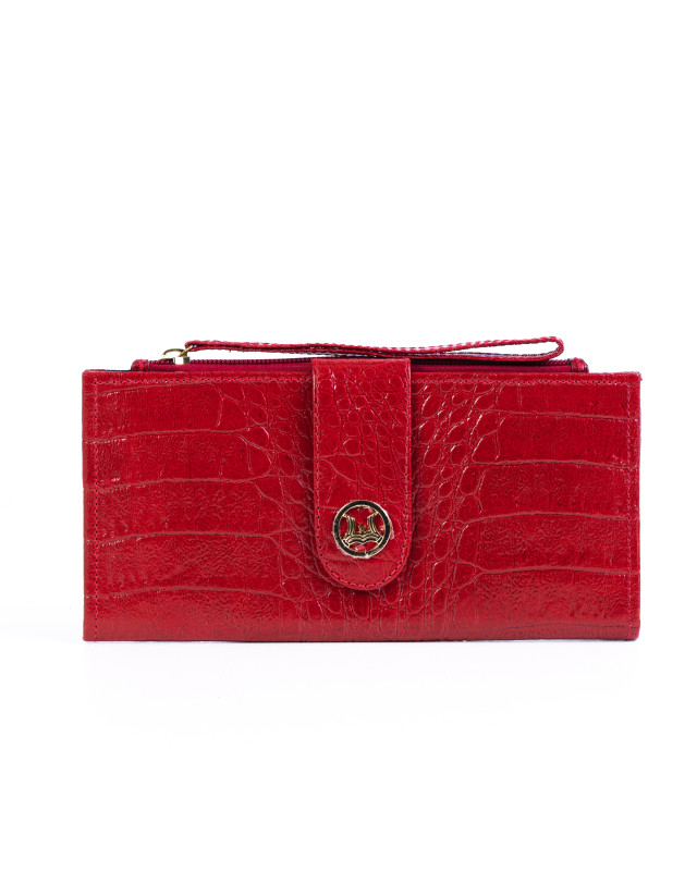 Unisex Wallet(UK): Blood Red Crocodile Print